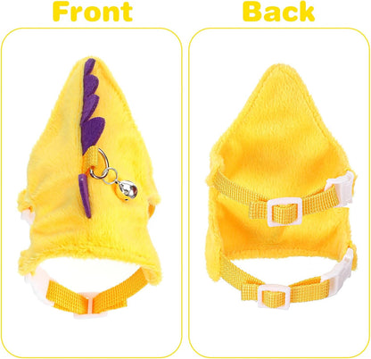 Ferret Harness and Leash Set, Yellow Adjustable Vest for Ferret | Dinosaur Shaped Leash with Safe Bell, Small Animals Vest Harness for Hedgehog, Guinea Pig, Rabbi