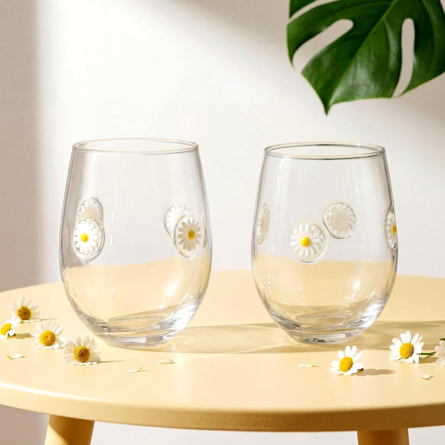 2 Pcs Lemon Cup Icon Juice Glasses Aesthetic Cups 18 oz Stemless Drinking Cocktail Coffee Mugs for Party Supplies Gifts