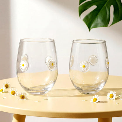 2 Pcs Lemon Cup Icon Juice Glasses Aesthetic Cups 18 oz Stemless Drinking Cocktail Coffee Mugs for Party Supplies Gifts