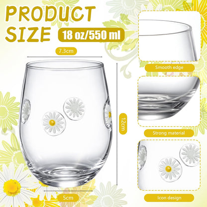 2 Pcs Lemon Cup Icon Juice Glasses Aesthetic Cups 18 oz Stemless Drinking Cocktail Coffee Mugs for Party Supplies Gifts