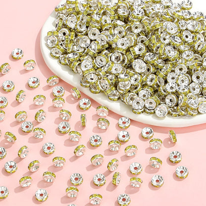 ZHIYUXI 200PCS Yellow Spacer Beads for Jewelry Making | 8mm Crystal Rhinestone Yellow Rondelle Spacers Beads for Bracelets Making