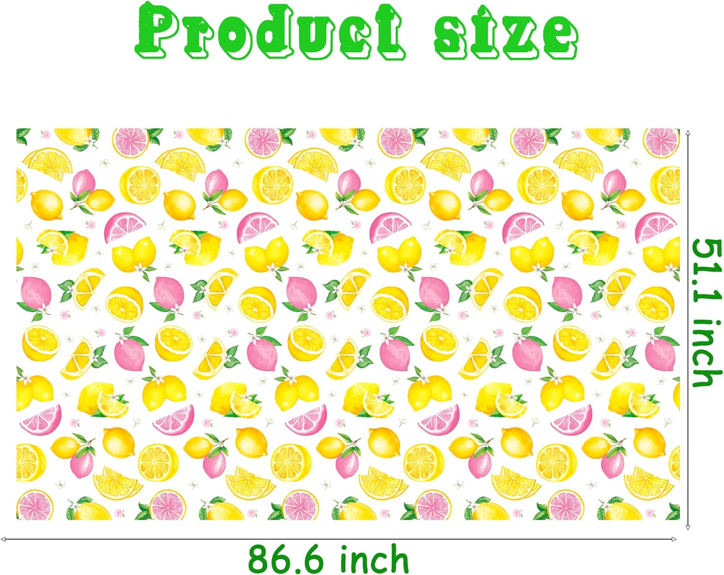 2Pcs Lemon Themed Plastic Tablecloths - 86.6 x 51.1 Inch Waterproof Pink Yellow Lemon Print Table Covers for Summer Fruit Birthday Baby Shower Lemonade Stand Party Decorations