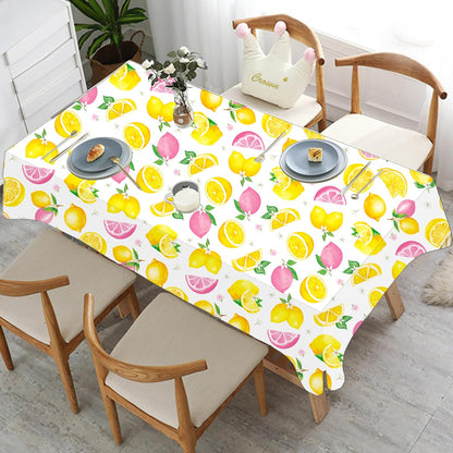 2Pcs Lemon Themed Plastic Tablecloths - 86.6 x 51.1 Inch Waterproof Pink Yellow Lemon Print Table Covers for Summer Fruit Birthday Baby Shower Lemonade Stand Party Decorations