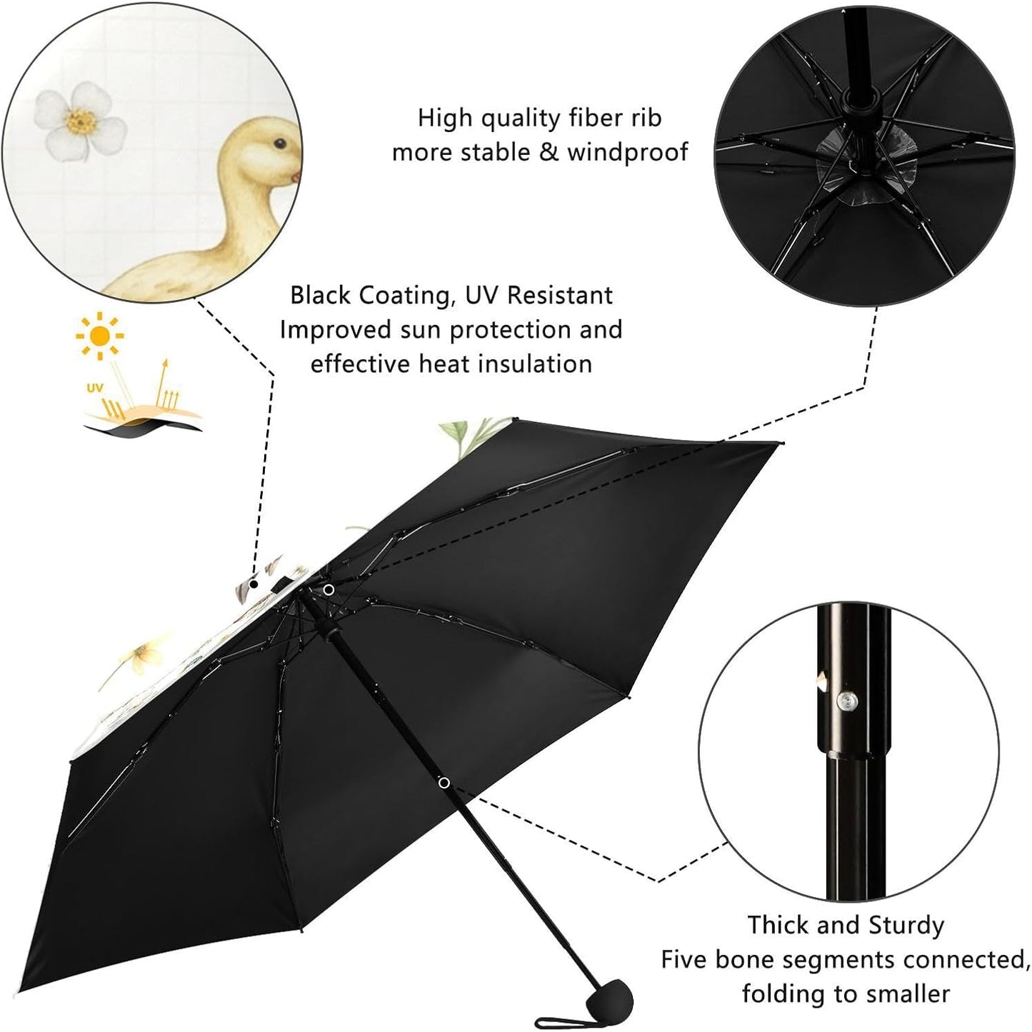 Umbrellas for Rain Windproof Small Folding Compact Mini Travel Umbrella for Purse Lightweight Portable Pocket for Women