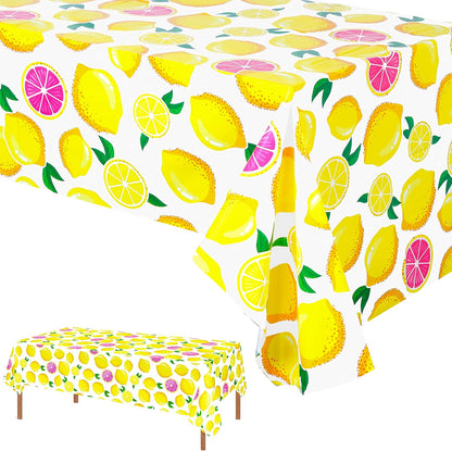 2Pcs Pink Lemon Party Table Decoration Summer Fresh Fruits Tablecloth Lemonade Table Decoration for Pink and Yellow Lemon Themed Birthday Party Supplies