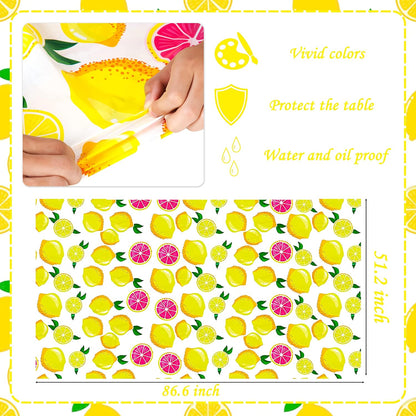 2Pcs Pink Lemon Party Table Decoration Summer Fresh Fruits Tablecloth Lemonade Table Decoration for Pink and Yellow Lemon Themed Birthday Party Supplies