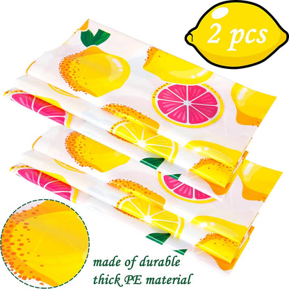 2Pcs Pink Lemon Party Table Decoration Summer Fresh Fruits Tablecloth Lemonade Table Decoration for Pink and Yellow Lemon Themed Birthday Party Supplies
