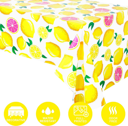 2Pcs Pink Lemon Party Table Decoration Summer Fresh Fruits Tablecloth Lemonade Table Decoration for Pink and Yellow Lemon Themed Birthday Party Supplies
