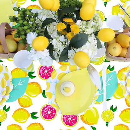 2Pcs Pink Lemon Party Table Decoration Summer Fresh Fruits Tablecloth Lemonade Table Decoration for Pink and Yellow Lemon Themed Birthday Party Supplies