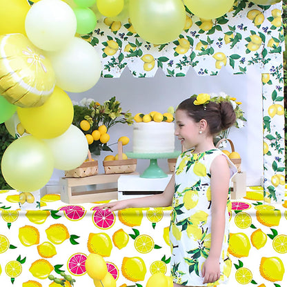 2Pcs Pink Lemon Party Table Decoration Summer Fresh Fruits Tablecloth Lemonade Table Decoration for Pink and Yellow Lemon Themed Birthday Party Supplies