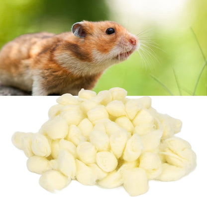 Hamster Cotton Ball, Rainbow Winter Warm Bedding, Soft Small Animal Cotton for Syrian Hamster Chinchilla Hedgehog (Yellow)