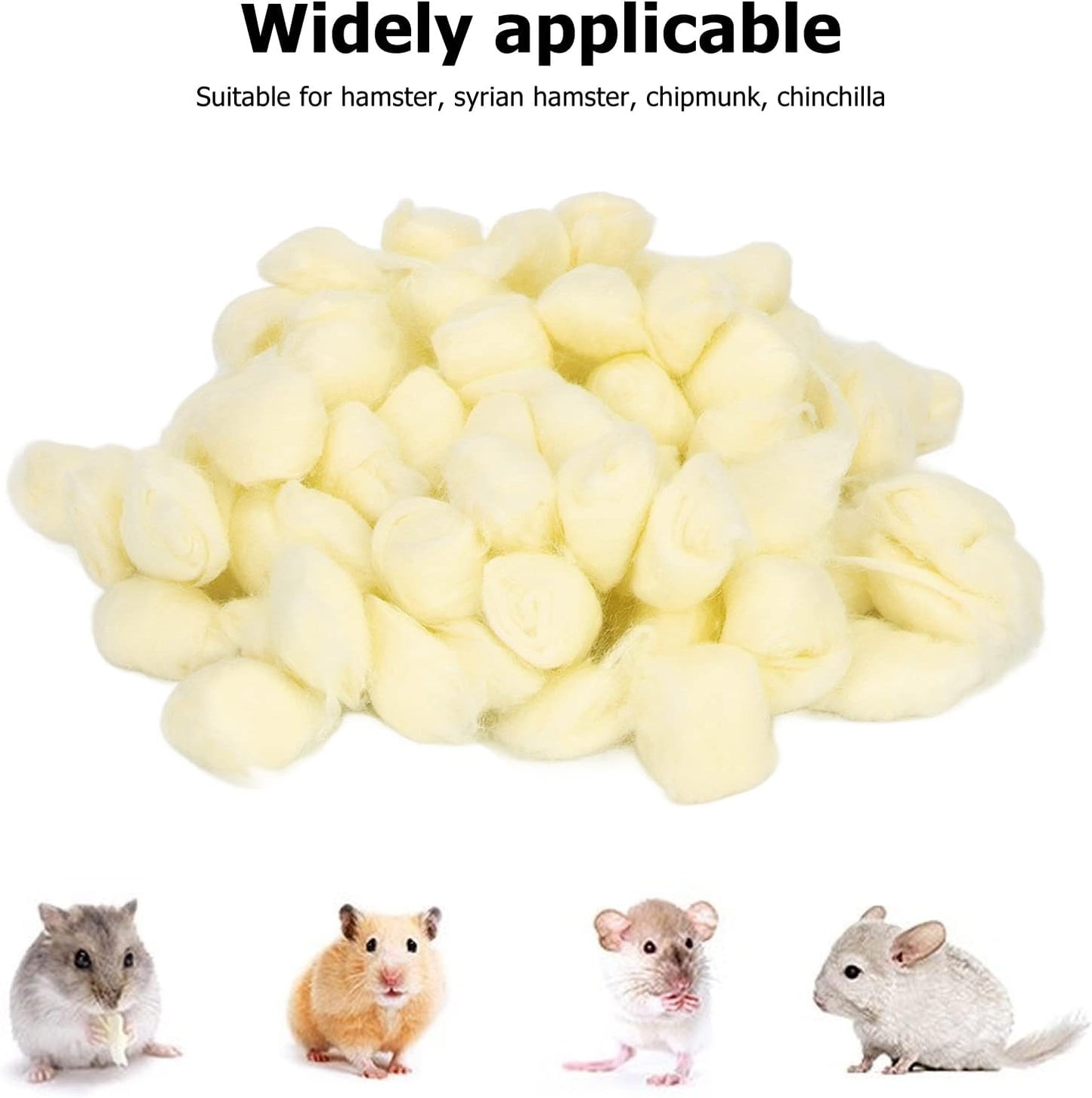 Hamster Cotton Ball, Rainbow Winter Warm Bedding, Soft Small Animal Cotton for Syrian Hamster Chinchilla Hedgehog (Yellow)