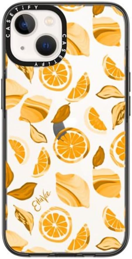 for iPhone 14 Case - Compact | Lightweight | 4ft. 2x Military Grade Drop Protection | EttaVee Vintage Lemons | Black