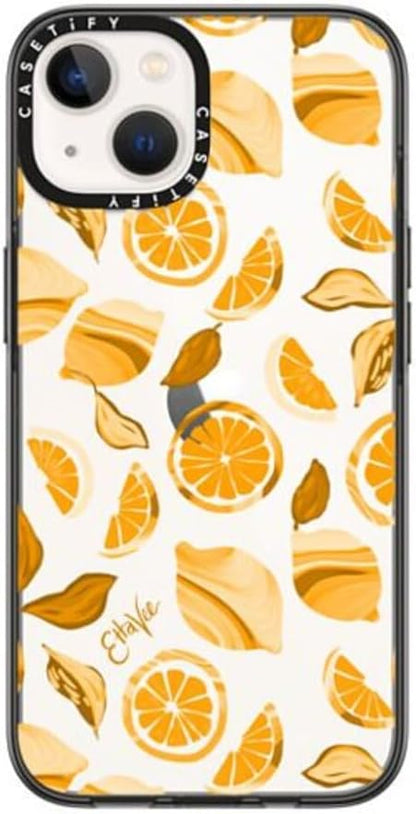 for iPhone 14 Case - Compact | Lightweight | 4ft. 2x Military Grade Drop Protection | EttaVee Vintage Lemons | Black