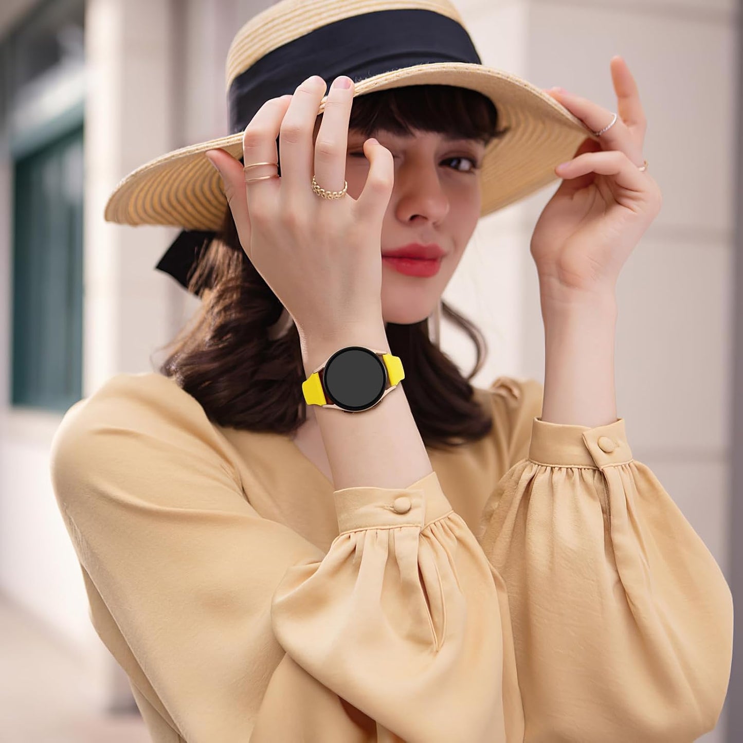 Compatible with Samsung Galaxy Watch 7 6 5 4 Band 40mm 44mm/Galaxy Watch 4 6 Classic 42mm 46mm 43mm 47mm,20mm Soft Slim Silicone for Samsung Watch 4 Bands Women Large Rose/Teal/Lavender/Yellow
