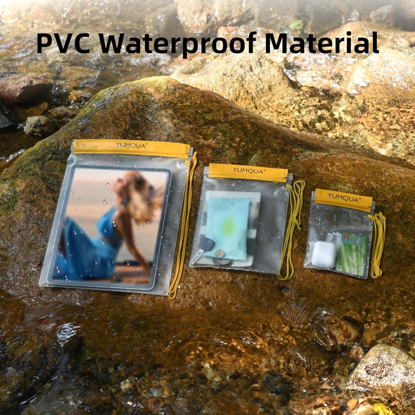 Waterproof Pouch Dry Bags Document Map Holder for Water Sport 3PACK | Clear Waterproof Bag, Screen touch Water Proof Water Tight Case Keep Phone/Tablet/Passport Dry for Kayaking Boating Fishing