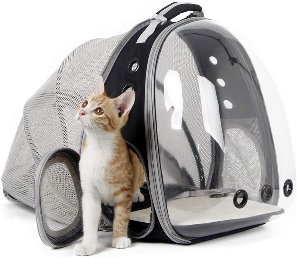Expandable Cat Backpack Carrier, Fit up to 12 lbs, Space Capsule Astronaut Bubble Window Pet Backpack for Kitten, Bunny, Rabbit and Small Puppy Yellow