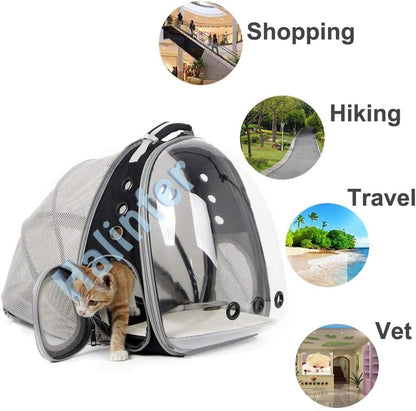 Expandable Cat Backpack Carrier, Fit up to 12 lbs, Space Capsule Astronaut Bubble Window Pet Backpack for Kitten, Bunny, Rabbit and Small Puppy Yellow