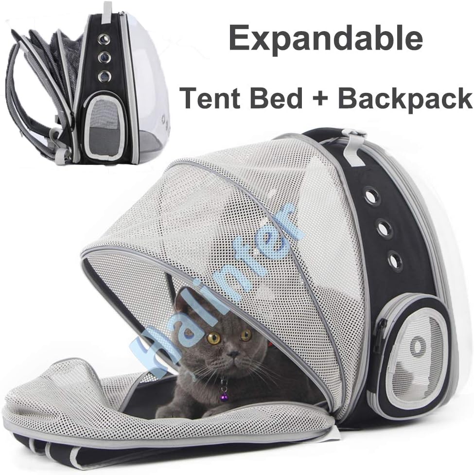 Expandable Cat Backpack Carrier, Fit up to 12 lbs, Space Capsule Astronaut Bubble Window Pet Backpack for Kitten, Bunny, Rabbit and Small Puppy Yellow