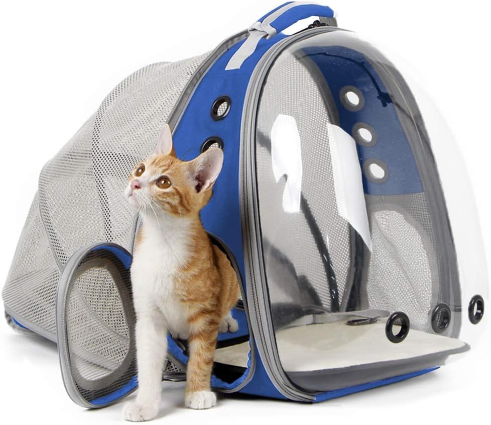 Expandable Cat Backpack Carrier, Fit up to 12 lbs, Space Capsule Astronaut Bubble Window Pet Backpack for Kitten, Bunny, Rabbit and Small Puppy Yellow