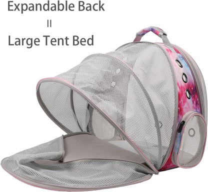 Expandable Cat Backpack Carrier, Fit up to 12 lbs, Space Capsule Astronaut Bubble Window Pet Backpack for Kitten, Bunny, Rabbit and Small Puppy Yellow