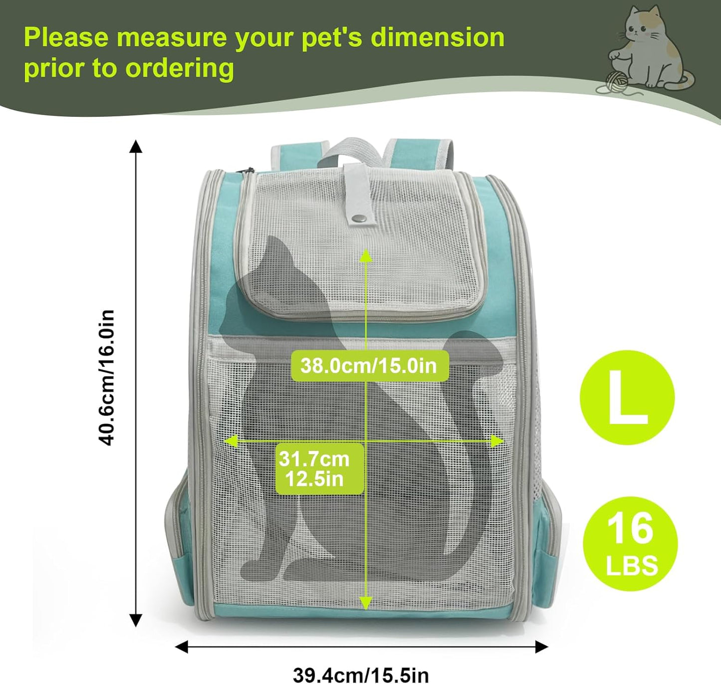 Expandable Cat Backpack Carrier, Fit up to 12 lbs, Space Capsule Astronaut Bubble Window Pet Backpack for Kitten, Bunny, Rabbit and Small Puppy Yellow