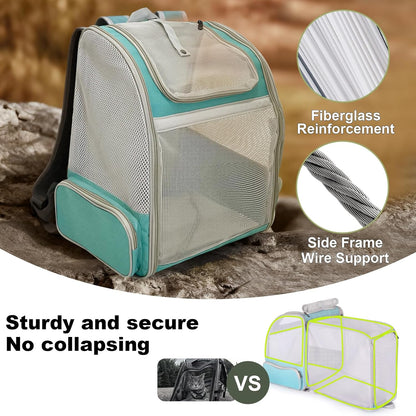 Expandable Cat Backpack Carrier, Fit up to 12 lbs, Space Capsule Astronaut Bubble Window Pet Backpack for Kitten, Bunny, Rabbit and Small Puppy Yellow