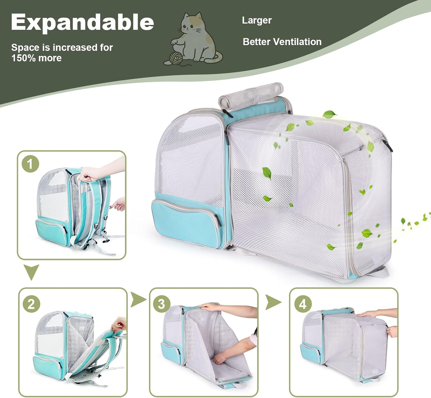 Expandable Cat Backpack Carrier, Fit up to 12 lbs, Space Capsule Astronaut Bubble Window Pet Backpack for Kitten, Bunny, Rabbit and Small Puppy Yellow
