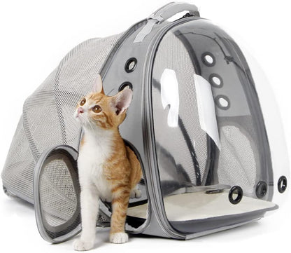 Expandable Cat Backpack Carrier, Fit up to 12 lbs, Space Capsule Astronaut Bubble Window Pet Backpack for Kitten, Bunny, Rabbit and Small Puppy Yellow