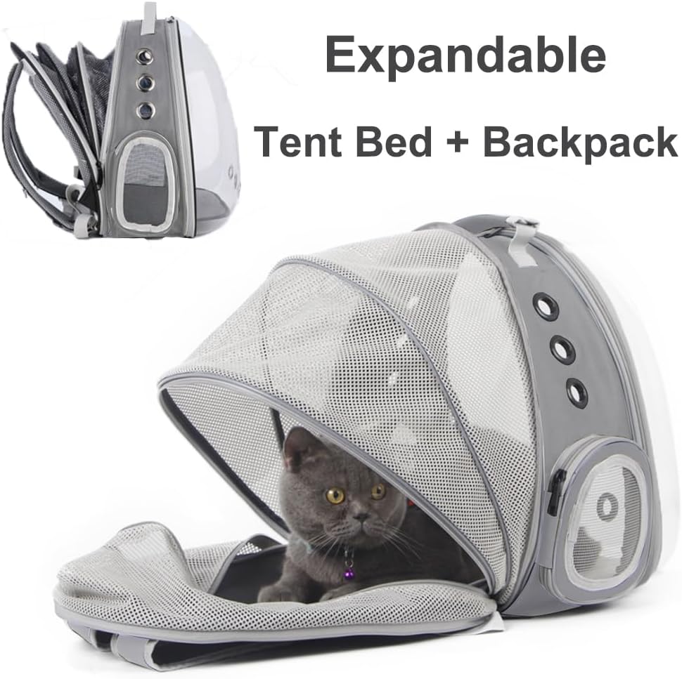 Expandable Cat Backpack Carrier, Fit up to 12 lbs, Space Capsule Astronaut Bubble Window Pet Backpack for Kitten, Bunny, Rabbit and Small Puppy Yellow