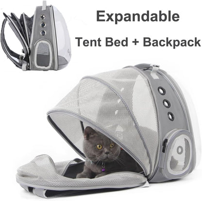 Expandable Cat Backpack Carrier, Fit up to 12 lbs, Space Capsule Astronaut Bubble Window Pet Backpack for Kitten, Bunny, Rabbit and Small Puppy Yellow