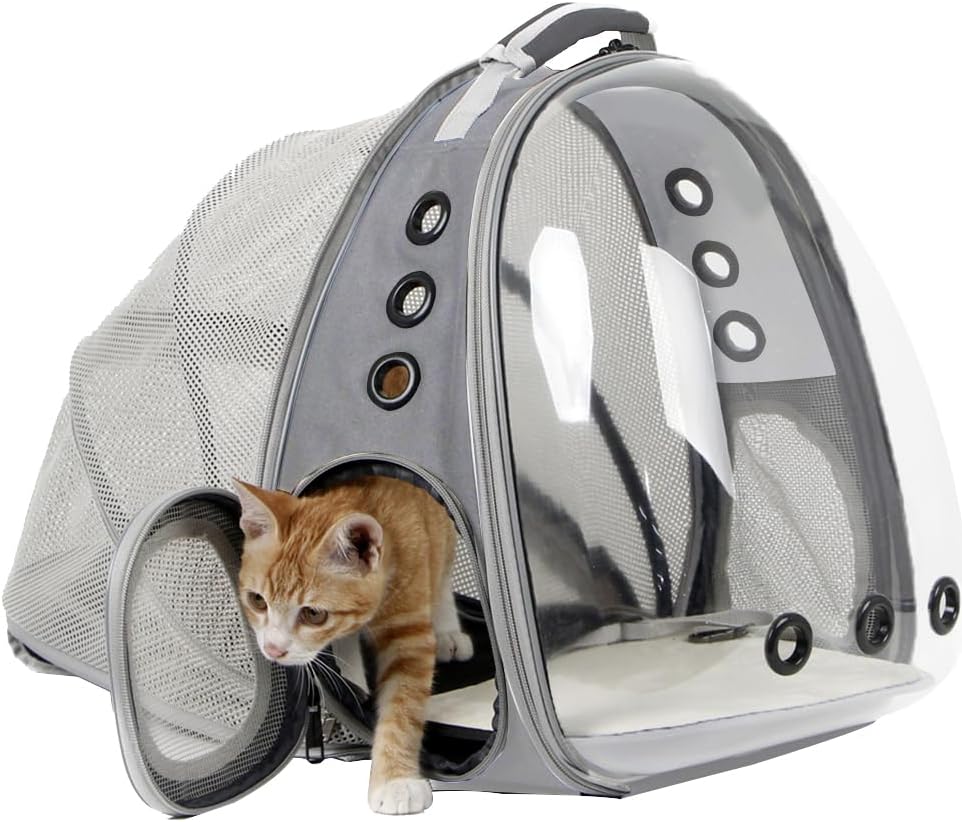Expandable Cat Backpack Carrier, Fit up to 12 lbs, Space Capsule Astronaut Bubble Window Pet Backpack for Kitten, Bunny, Rabbit and Small Puppy Yellow