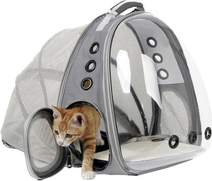 Expandable Cat Backpack Carrier, Fit up to 12 lbs, Space Capsule Astronaut Bubble Window Pet Backpack for Kitten, Bunny, Rabbit and Small Puppy Yellow