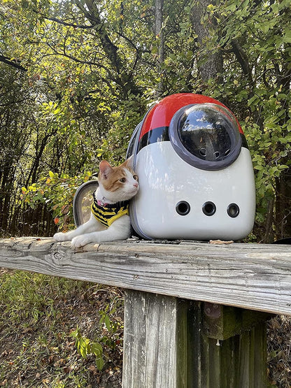 Expandable Cat Backpack Carrier, Fit up to 12 lbs, Space Capsule Astronaut Bubble Window Pet Backpack for Kitten, Bunny, Rabbit and Small Puppy Yellow