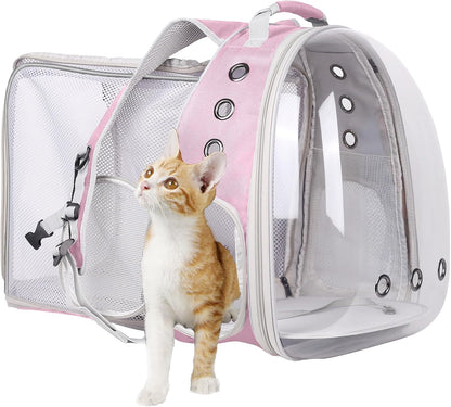 Expandable Cat Backpack Carrier, Fit up to 12 lbs, Space Capsule Astronaut Bubble Window Pet Backpack for Kitten, Bunny, Rabbit and Small Puppy Yellow