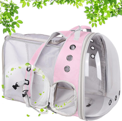 Expandable Cat Backpack Carrier, Fit up to 12 lbs, Space Capsule Astronaut Bubble Window Pet Backpack for Kitten, Bunny, Rabbit and Small Puppy Yellow