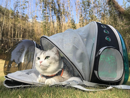 Expandable Cat Backpack Carrier, Fit up to 12 lbs, Space Capsule Astronaut Bubble Window Pet Backpack for Kitten, Bunny, Rabbit and Small Puppy Yellow