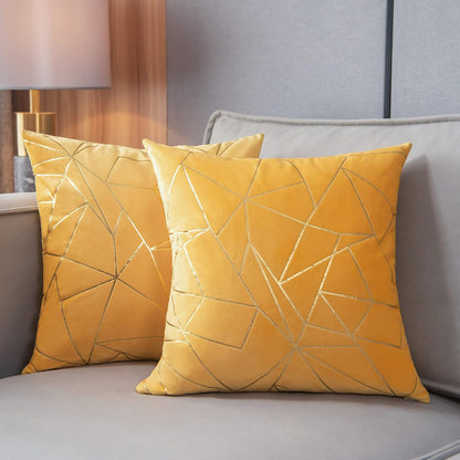 Throw Pillow Covers Velvet Decorative 2 Packs Ultra-Soft Cushion Case for,Christmas,Sofa,Bedroom,Car Living Room (Lemon Yellow, 20"X20")