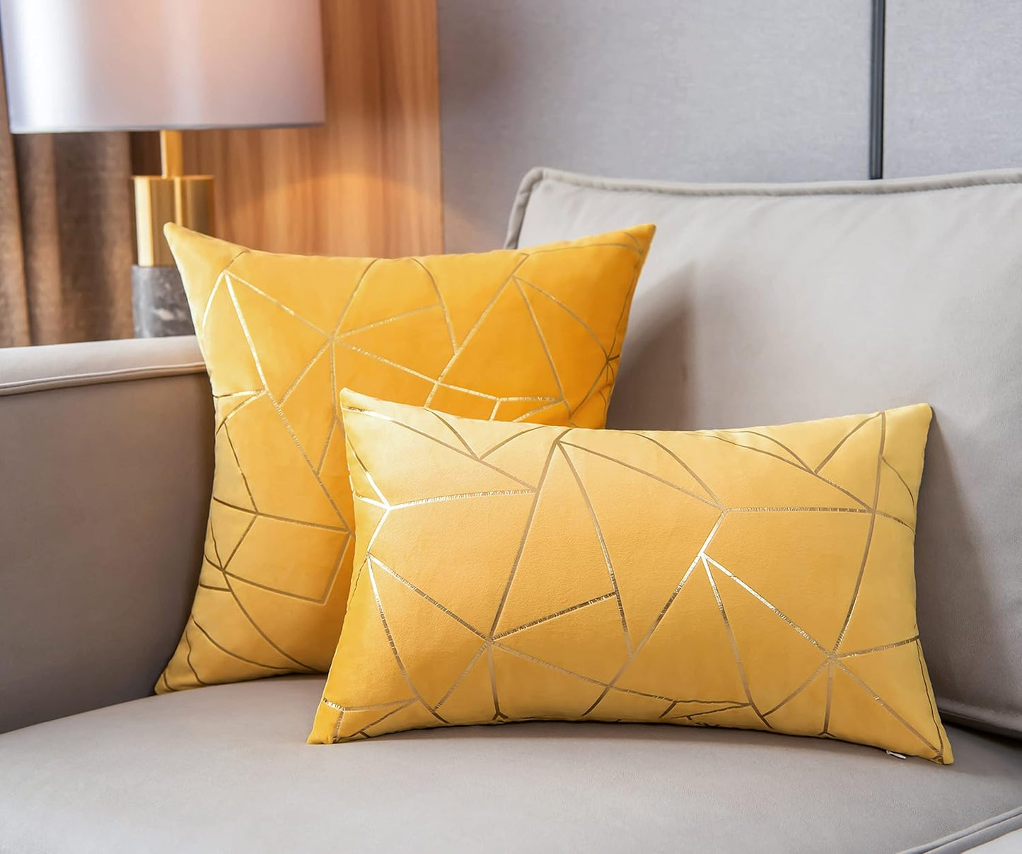 Throw Pillow Covers Velvet Decorative 2 Packs Ultra-Soft Cushion Case for,Christmas,Sofa,Bedroom,Car Living Room (Lemon Yellow, 20"X20")
