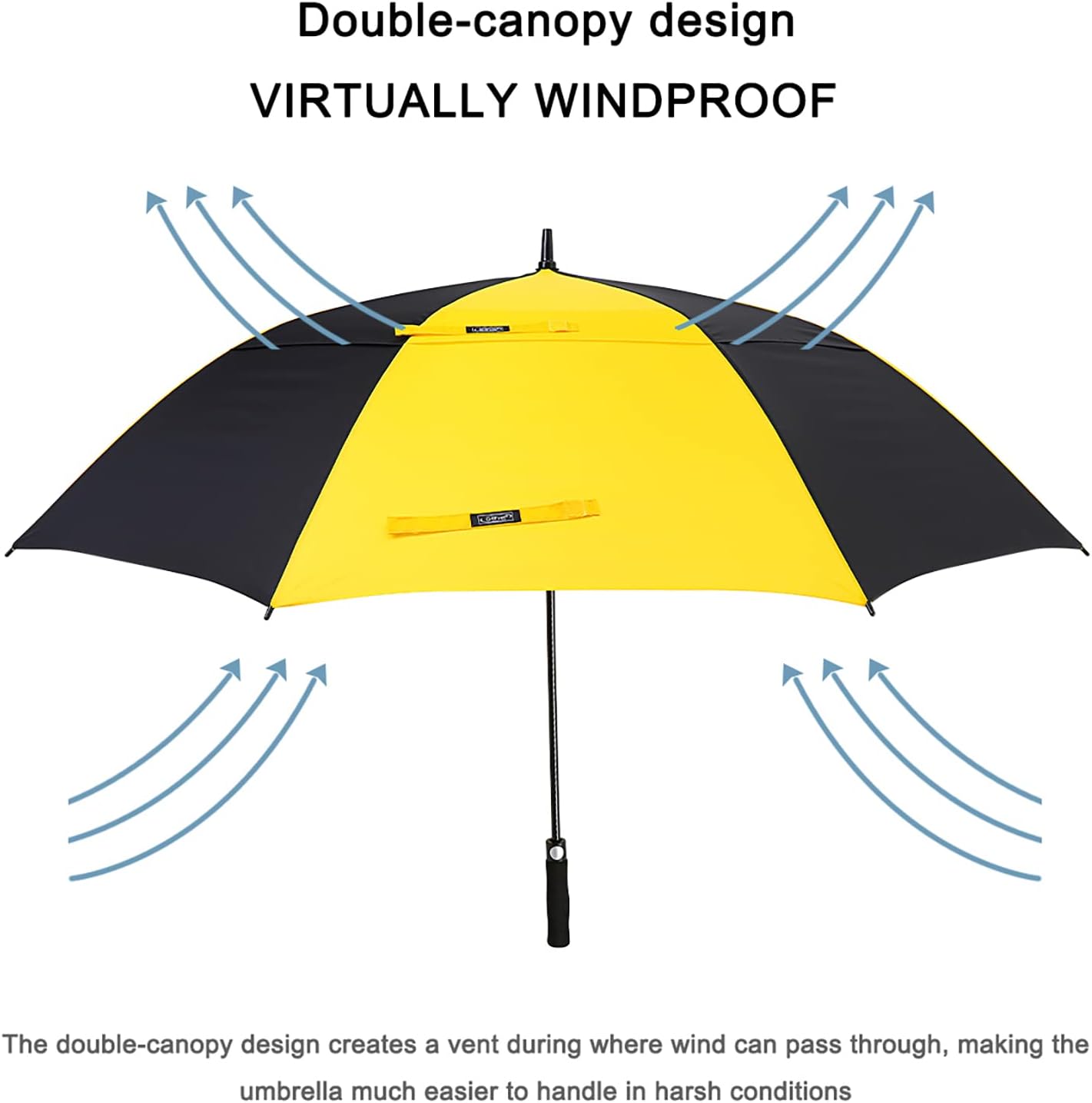 47/54/62/68/72 Inch Golf Umbrella Windproof Auto Open Large Umbrella | Oversized Stick Umbrella, Extra Large, Vented Double Canopy, Waterproof 210T Pongee Fabric, Fiberglass Frame, EVA Foam Handle