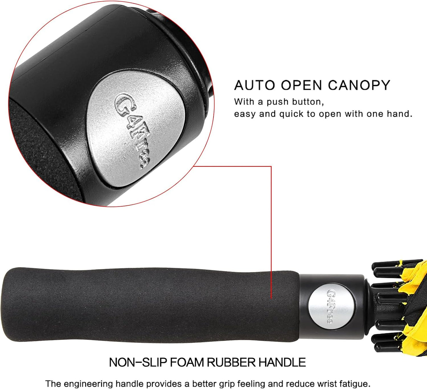 47/54/62/68/72 Inch Golf Umbrella Windproof Auto Open Large Umbrella | Oversized Stick Umbrella, Extra Large, Vented Double Canopy, Waterproof 210T Pongee Fabric, Fiberglass Frame, EVA Foam Handle