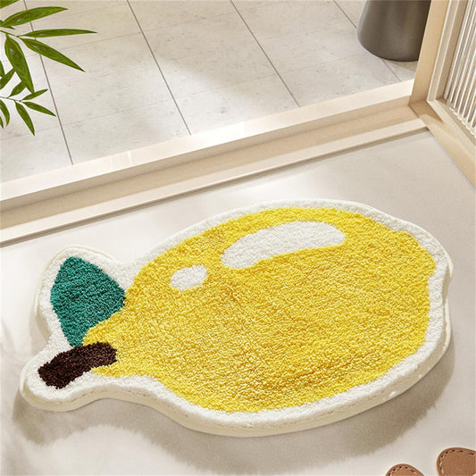 Fruit Bath Mats Cute Bathroom Rugs, Particularly Absorbent, Very Soft, and Dry Fast that Fits for Kid's Room, Bathroom or Other Room, 19.7" x 31.5", One Lemon
