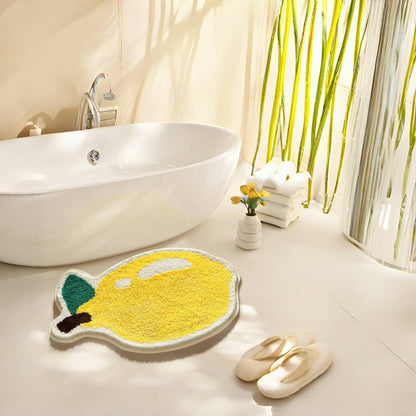 Fruit Bath Mats Cute Bathroom Rugs, Particularly Absorbent, Very Soft, and Dry Fast that Fits for Kid's Room, Bathroom or Other Room, 19.7" x 31.5", One Lemon