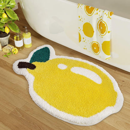 Fruit Bath Mats Cute Bathroom Rugs, Particularly Absorbent, Very Soft, and Dry Fast that Fits for Kid's Room, Bathroom or Other Room, 19.7" x 31.5", One Lemon