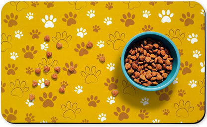 Dog Food Mat, Absorbent Water Bowl Mats Cat Pet Feeding Placemats Yellow 20 * 12 inch