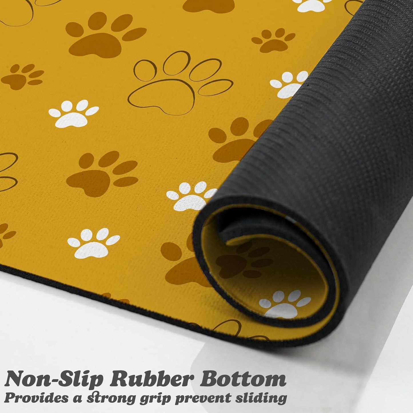 Dog Food Mat, Absorbent Water Bowl Mats Cat Pet Feeding Placemats Yellow 20 * 12 inch