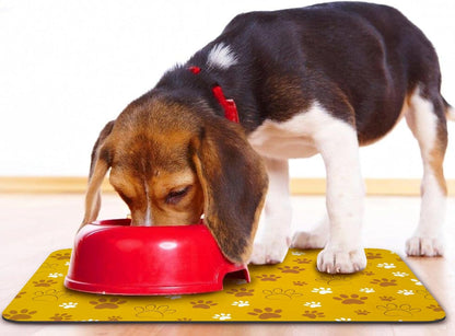 Dog Food Mat, Absorbent Water Bowl Mats Cat Pet Feeding Placemats Yellow 20 * 12 inch