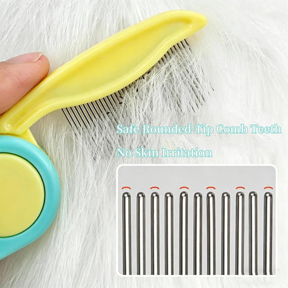 Foldable Dual-Head Tear Stain Remover Eye Comb for Small Dogs (Yellow) | Fit Yorkie, Shih Tzu, Maltese, Poodle, Cockapoo, Cats, Hamsters, Puppy Essentials, Flea Brush