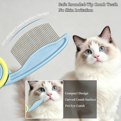 Foldable Dual-Head Tear Stain Remover Eye Comb for Small Dogs (Yellow) | Fit Yorkie, Shih Tzu, Maltese, Poodle, Cockapoo, Cats, Hamsters, Puppy Essentials, Flea Brush