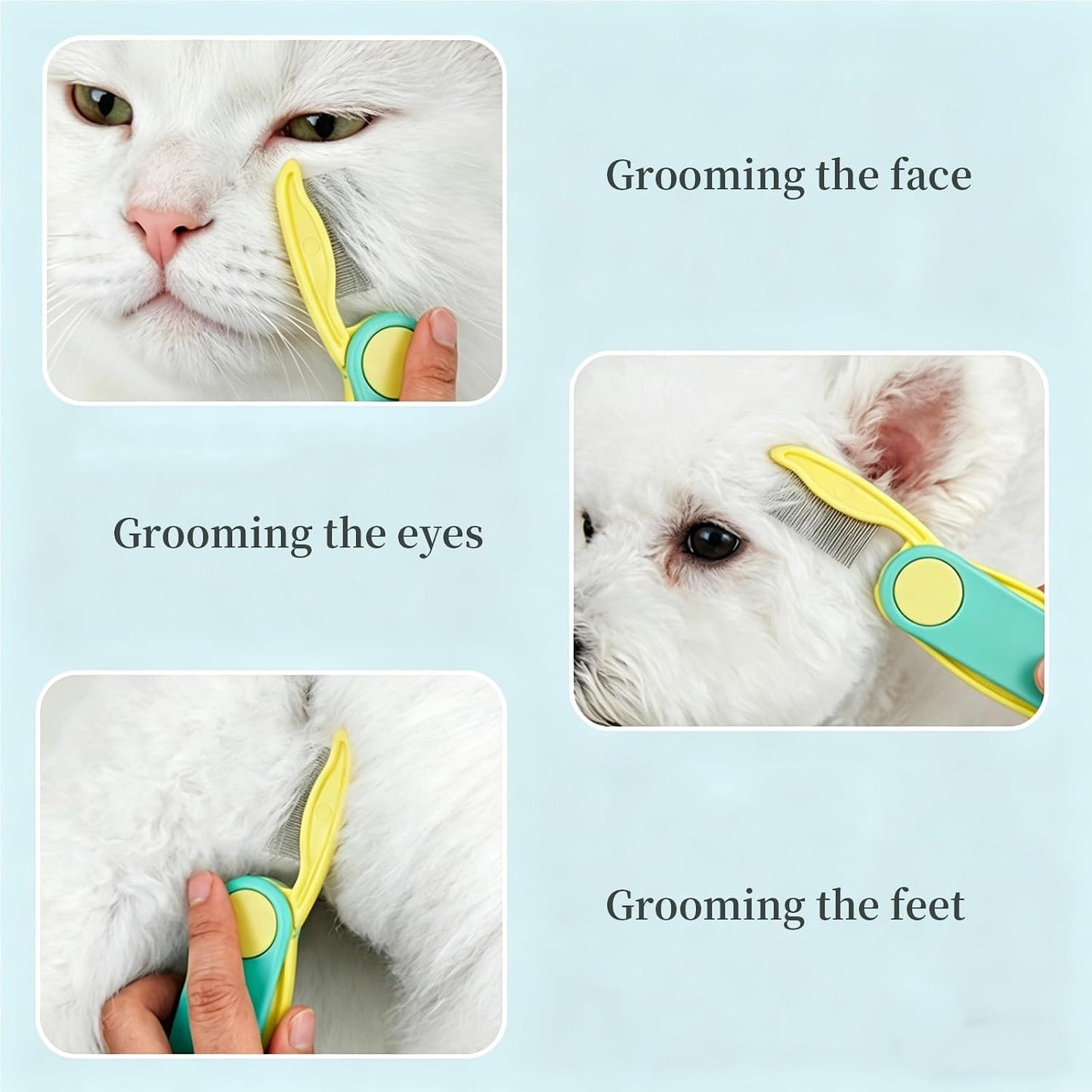 Foldable Dual-Head Tear Stain Remover Eye Comb for Small Dogs (Yellow) | Fit Yorkie, Shih Tzu, Maltese, Poodle, Cockapoo, Cats, Hamsters, Puppy Essentials, Flea Brush